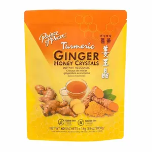 Prince of Peace Instant Ginger Honey Crystals with Turmeric, Value Pack 60 Sachets – Instant Hot or Cold Beverage Easy to Brew – Drink Like a Tea – Caffeine and Gluten Free – Real Ginger 38oz (1080g)undefined