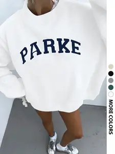 Women's Casual Loose-Fit Letter Print Sweatshirt, Long Sleeve Round Neck Pullover for All Seasons, Comfortable Home Wear