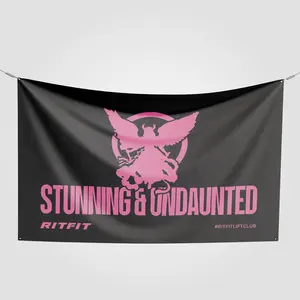 RitFit Stunning & Undaunted Flag - Black with Pink Graphic Design