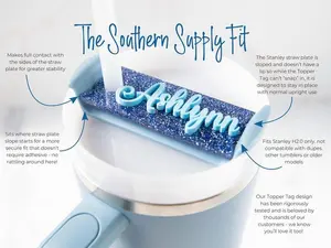 Topper Tag Personalized Stanley Tumbler Name Plate Tag Accessories for H2.0 Quenchers 14oz, 20oz, 30oz, 40oz, 64oz (must indicate size)