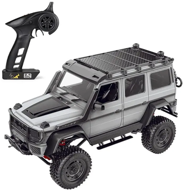 MN Model Upgraded Version 4WD 1:12 2.4Ghz Proportional Steering Remote Control Big G500 RC Car Rock Crawler Climbing Off Road Truck with Headlight RTR Vehicle Models for Kids and Adults - Matt Grey