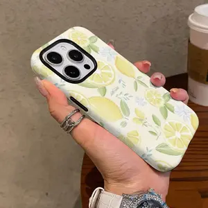 Watercolor Lemon Print Phone Case — Compatible with Samsung S26/S25/S24/S23/S22/S21 and iPhone 17/16/15/14/13/12/11 Phone Cases. Slim anti-yellow hard TPU, drop-resistant, stylish summer aesthetic cover for women and girls.