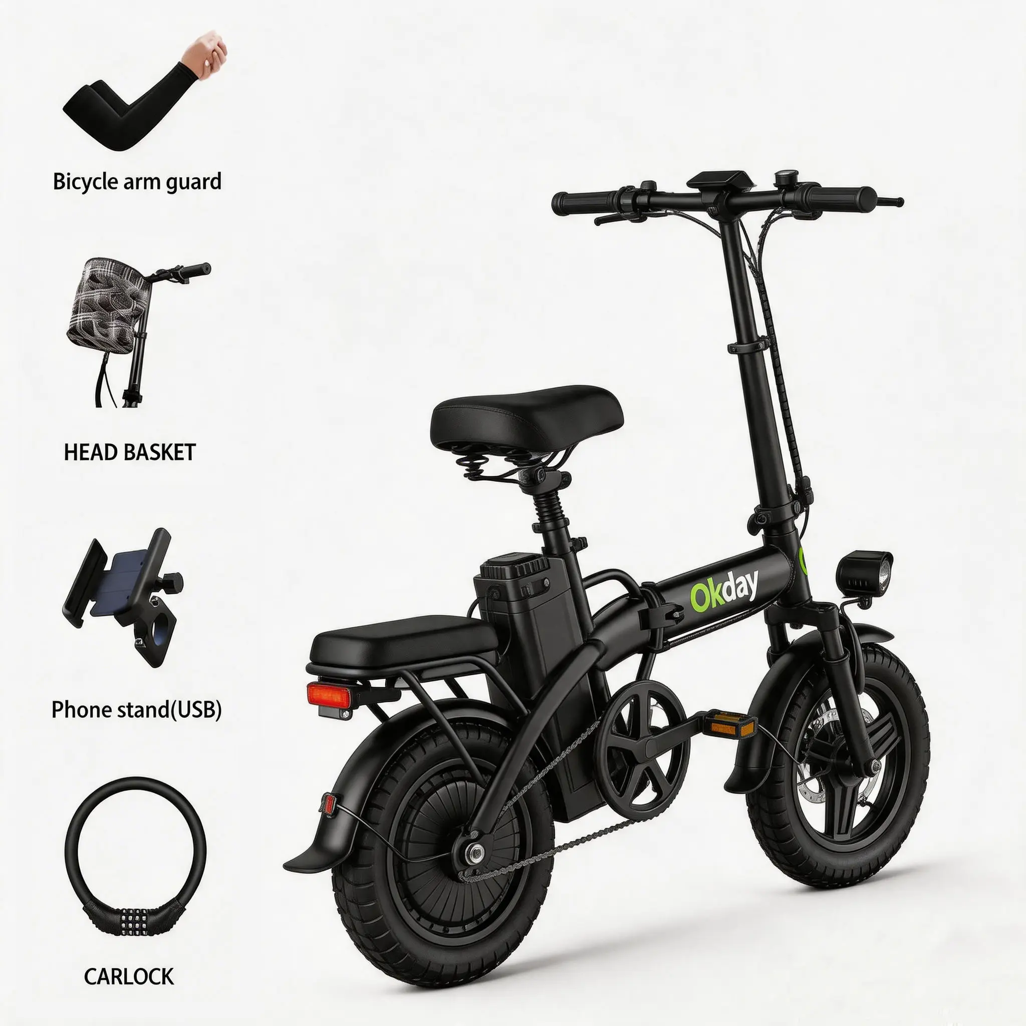 Okday 14" Folding Electric Bike for Adults, 700W Motor, 48V 15Ah Battery, 20 MPH, 35-Mi Range, Dual Suspension & Disc Brakes, All-Terrain Carbon Steel Ebike, bicicleta electrica plegable