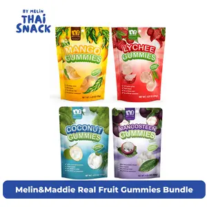 Melin & Maddie Real Tropical Fruit Gummies - Vegan Sweet Snack Candy, 53-65% Fruit/Puree