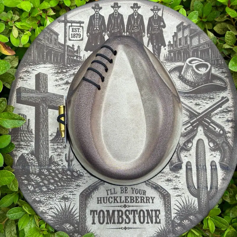 Tombstone, Huckleberry, custom burned cowboy or flat brim Handcrafted  hat