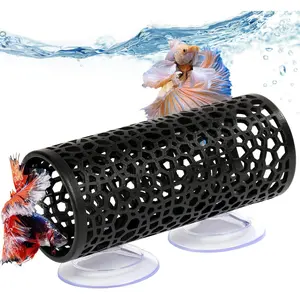 Betta Fish Toys - Betta Tunnel Black, Small Hole Hollow Cave, Safer for Small Fish & Shrimp, Aquarium Decor & Hideout Tube