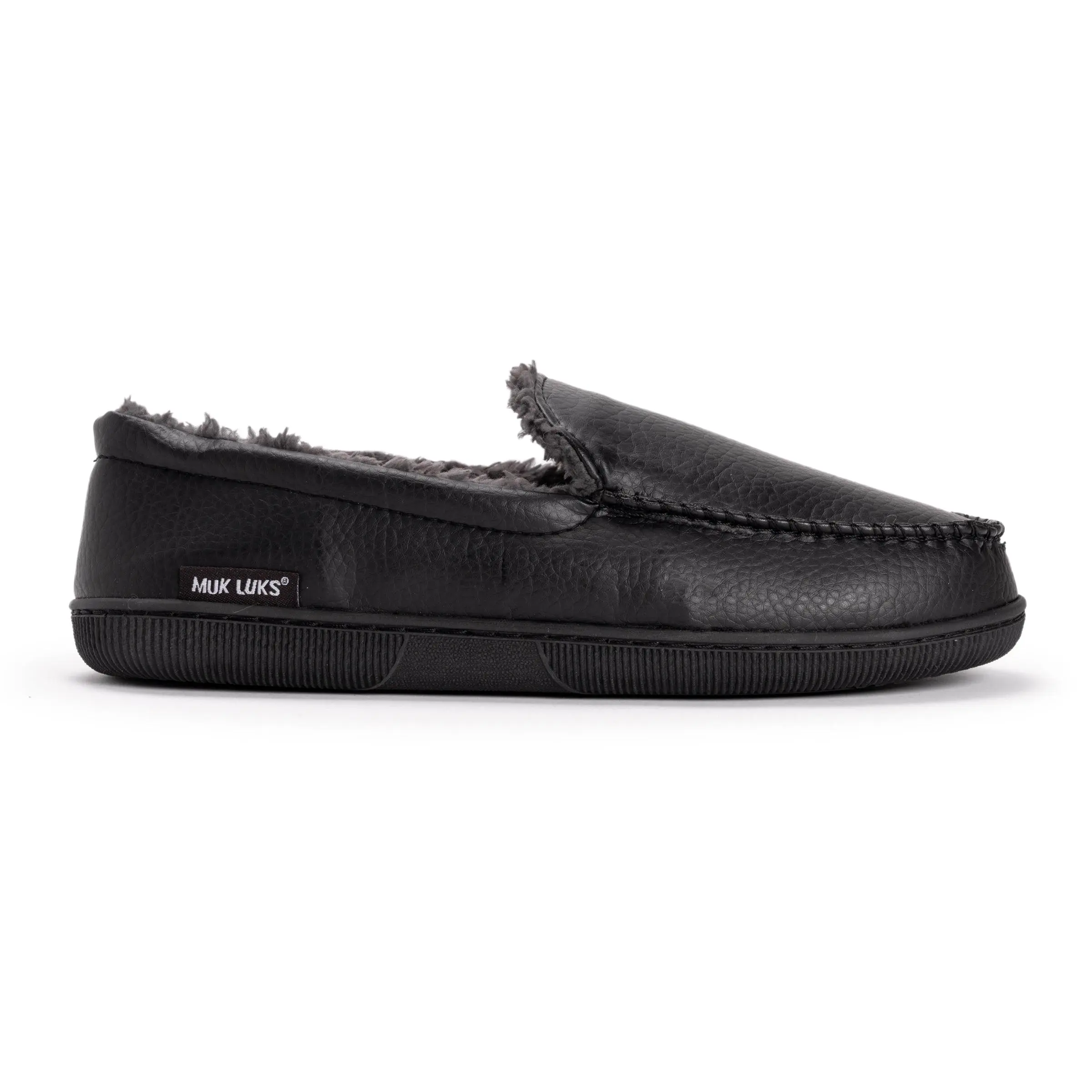Muk Luks Men's Classic Moccasin Casual Slip-On Flat Footwear - PU Upper, Polyester Fiber Liner, Memory Foam Cushioning, TPR Sole, Indoor-Outdoor Slippers, Slip On Shoes