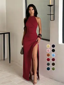 Elegant Chic High Slit Backless Dress, Slim-Fitting Design, Perfect for Formal Wear, Evening Wear & Special Occasions, Stylish Women's Clothing