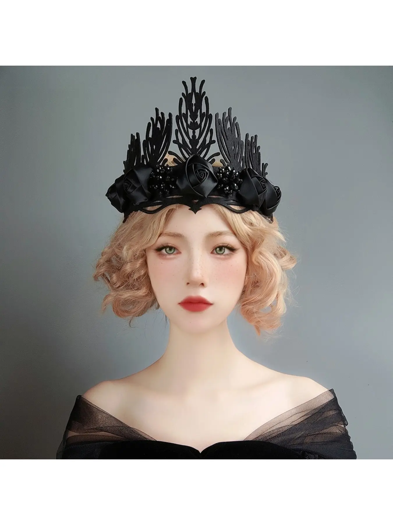 Demon Death Headpiece Phoenix Crown Ghost Festival Witch Princess Queen Black Royal Crown Headpiece Halloween