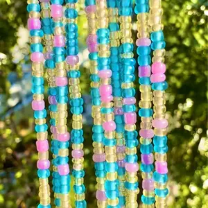 Tie on blue waist beads