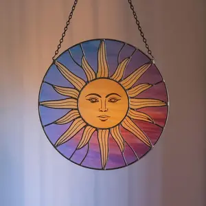 Vintage Esquie Acrylic Suncatcher, Clair Obscur Expedition 33 Inspired Ornament, Fantasy Window Hanging, Sun Faux Stained Glass Gamer Gift