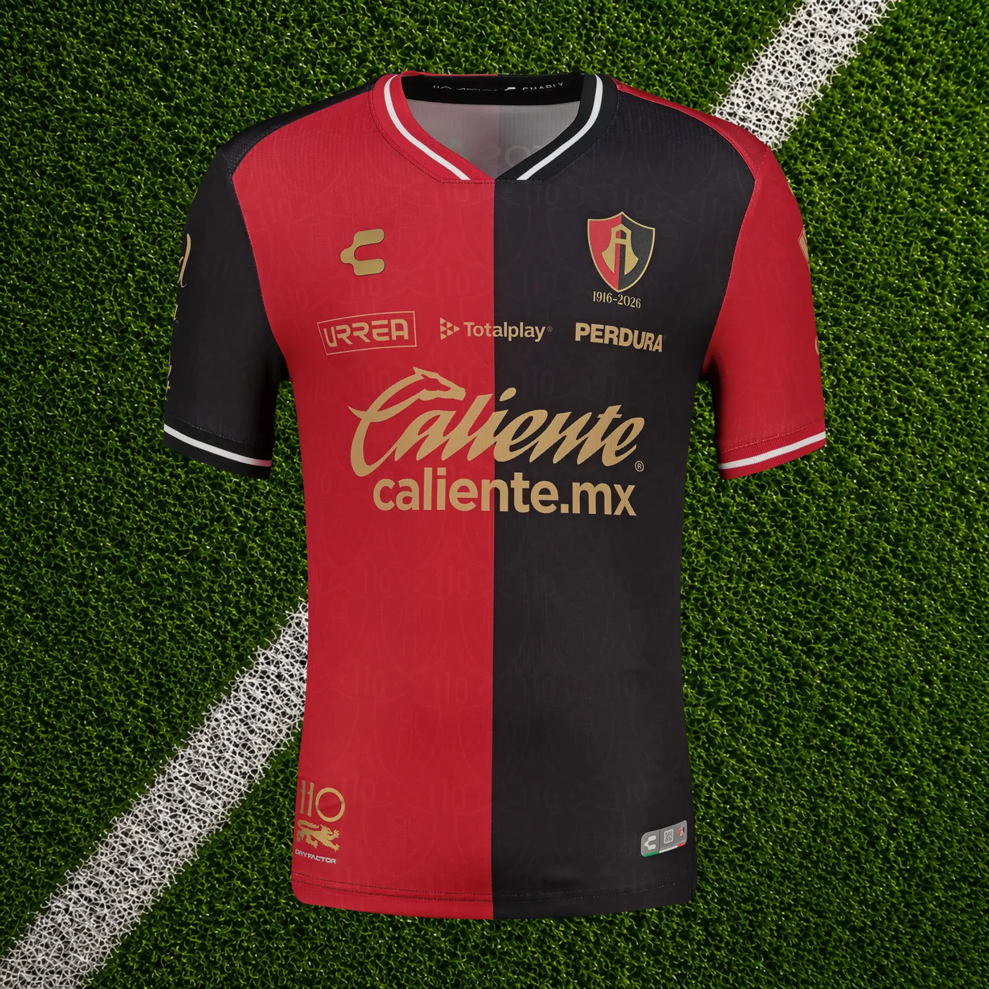Black & Red Atlas Home Soccer Shirt 26-27, Breathable Game Day Sports Top, Quick-Dry Short Sleeve Soccer Jersey for Liga MX Fan, Full Size S-5XL