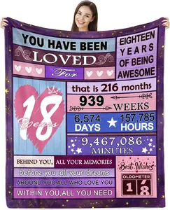 18th Birthday Gifts for Girl, 18 Year Old Girl Birthday Gifts Throw Blanket 50"x60", Gifts for 18 Year Old Girl, 18th Birthday Decorations for Girl, 18th Birthday Gift Ideas