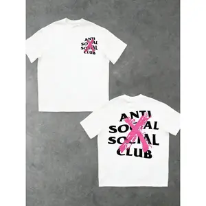 Anti Social Social Club Bold Pink X Print Graphic T-Shirt, Black Base Oversized Fit Urban Edgy Trendy Statement Casual Menswear Top