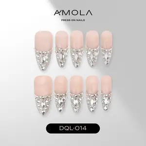 (Buy 2 Get 1) AMOLA Gems Collection - Press on nail Handmade Press-On Nails [Free Tools with 3M Glue Tabs] Reusable, Long-Lasting, Salon-Quality