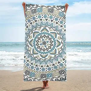 1pc Oversized Mandala Beach Towel  Bath Towel | Blue/Beige/White/Black/Gray | Ocean-Inspired Modern Design | Lightweight, Highly Absorbent  Quick-Dry | Durable Fabric | Must-Have for Yoga Lovers | Perfect for Pool, Travel