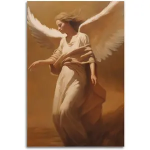 Christianity Art Poster Angel in Earth Toned Background Wall Art Canvas Aesthetic Decorative Modern Art Print