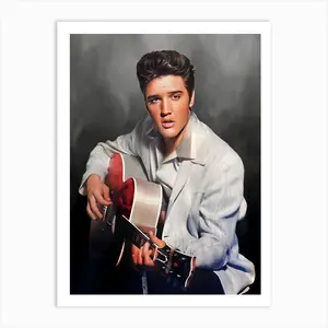 Elvis Presley Print, Guitar Poster, Cat Lover's Gift