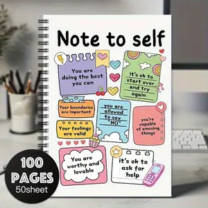 Note To Self Spiral Notebook, 1 Count Colorful Planner Notebook, Daily Planner Notebook, Self Improvement Journal, Office Stationery & Supplies