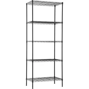 5-Tier Wire Shelf |   24"x14"x60" |   Black |   Adjustable Racks |   Heavy-Duty Storage Shelves, Holds Upto 750 lbs |   Rust-Resistant, No-Tool Assembly |   for Home, Garage Shelving