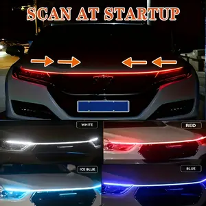 Hood Lights, Engine Hood Lights, Grille LED Lights, Modified Flow Light Strips, Car Decorative Lights, Start Scanning Lights, Without Battery