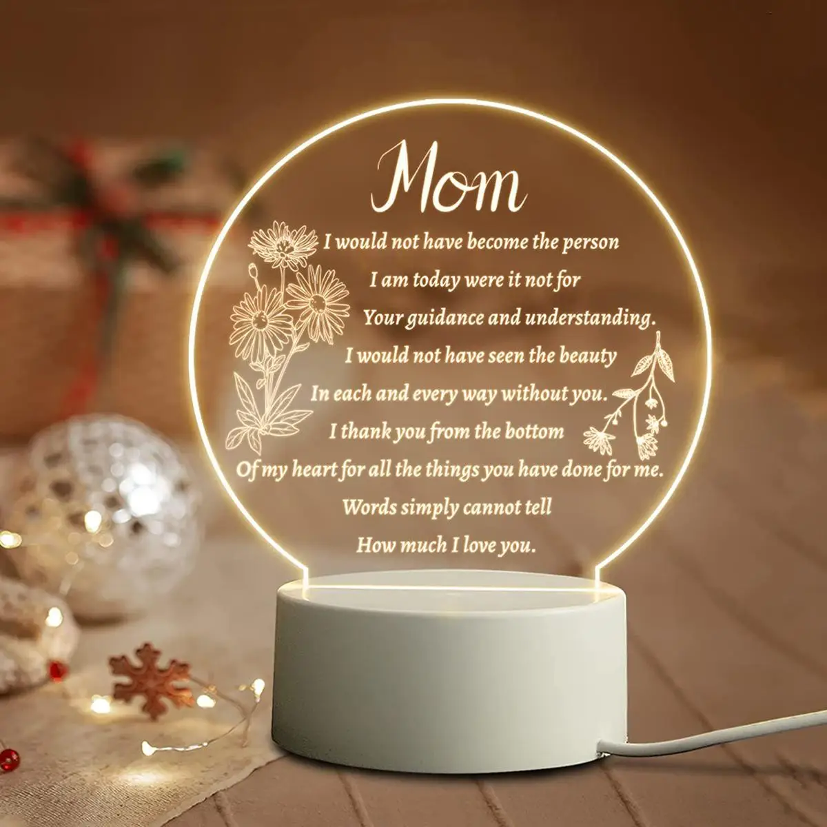 Summer Letter Design Night Light for Mother, USB Powered LED Night Light, Decorative Light For Home Bedroom Living Room