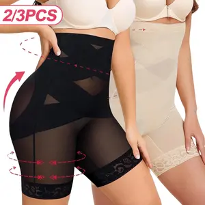 2/3 PCS Tummy Control Shapewear Shorts  for Women-High Waisted Body Shaper Underwear Seamless Butt Lifting Lace Panties Thigh Slimmer Panty Girdle Shapewear