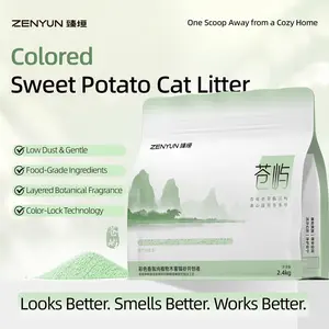Zhunyuan Cassava Cat Litter — Colored Scented, Plant-Based, Non-Stick Base, Strong Odor Absorption, Low Dust, Suitable for Kittens