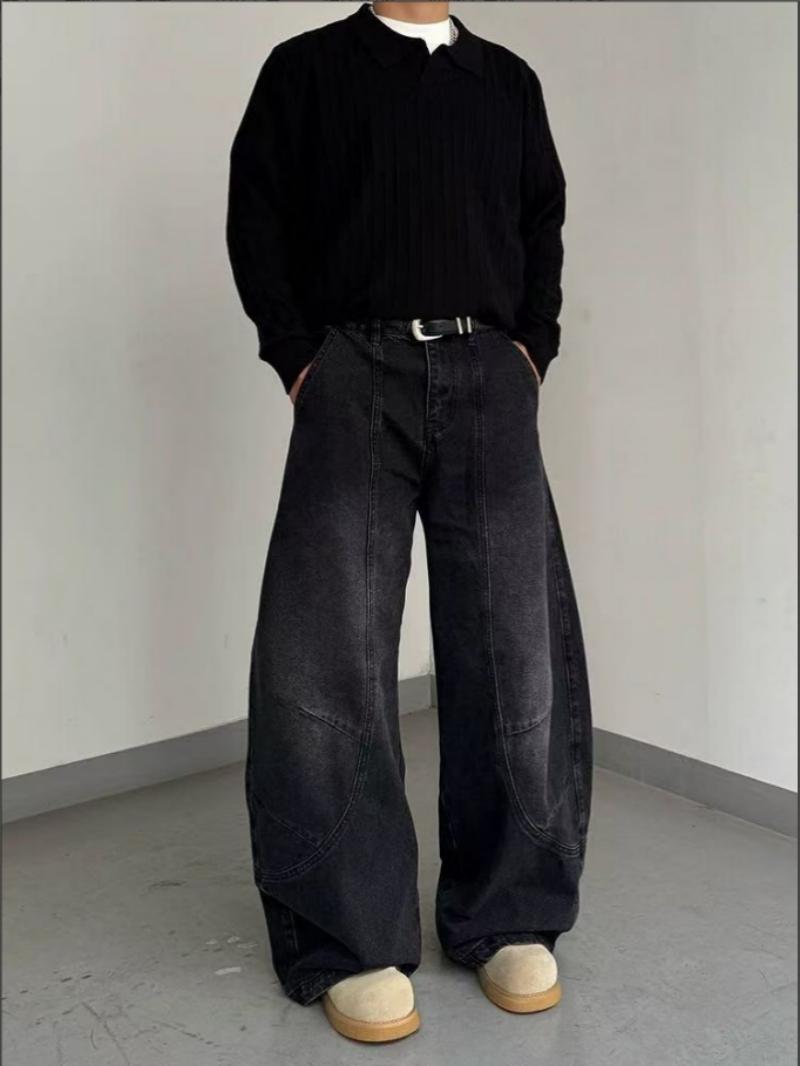 Baggy Jeans for Men with Irregular Seams, Inspired by Y2K Hip Hop Style, Featuring Wide Legs And a Casual Loose Fit, Perfect for Streetwear Pants