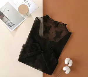 Women's Sheer Floral Lace Long Sleeve Tee
