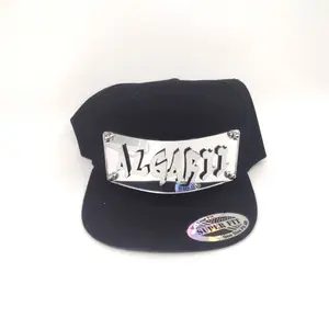 Black Custom Snapback Hat | Personalized Flat Bill Cap with Laser Cut Letters | Adjustable Streetwear Baseball Hat | Made-to-Order Unique Gift