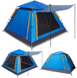 360 stand Blue Pop Up Tent, TNSQ-XXLBL Model, 5-Person Capacity Family Size, UV Protection Coated Fabric for Beach Camping