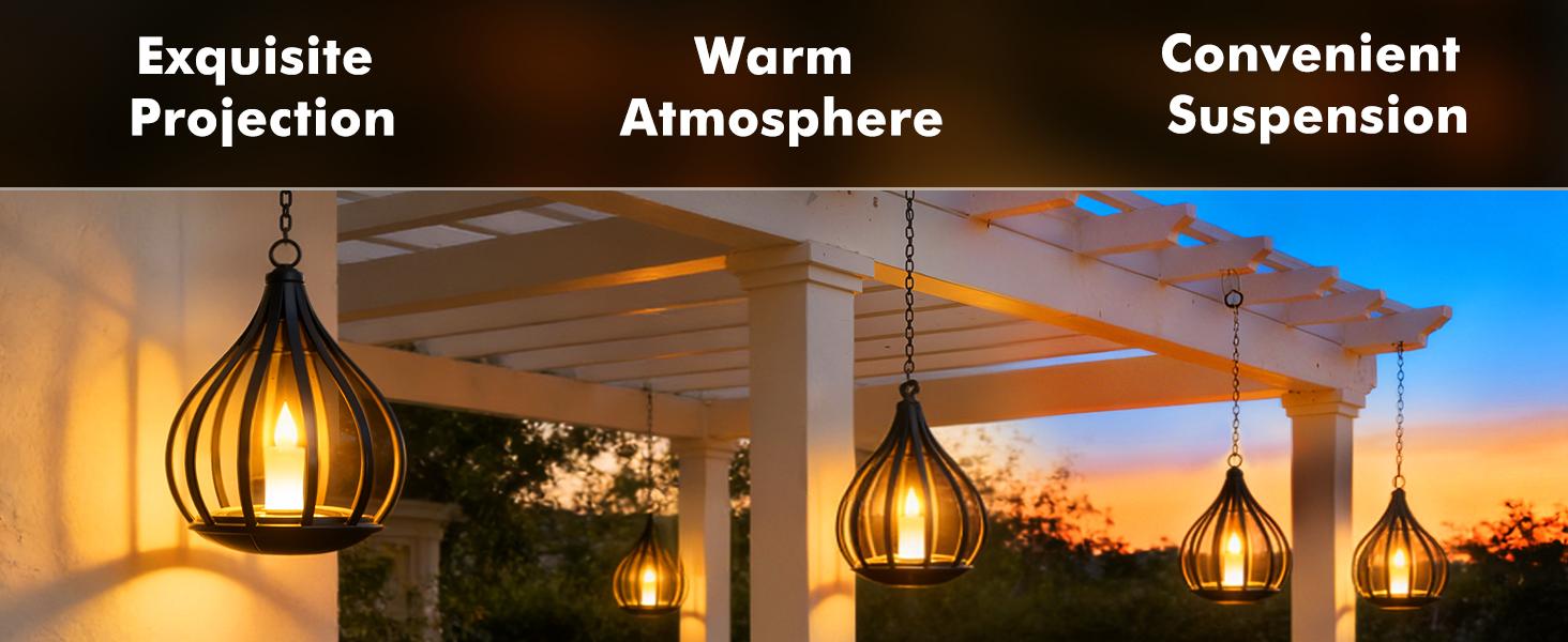 Solar Lanterns, Candle Solar Lanterns Outdoor Waterproof Gift for Women Hanging Lights Outdoor Flickering Lamp Lights Decoration for Outside Garden,Yard,Porch,Tree,Lawn,Pathway Decor, 2 Pack