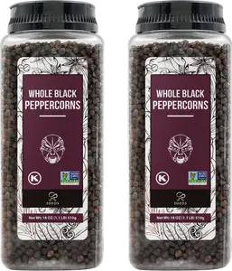 Soeos Black Peppercorns, 36oz (Pack of 2) Packed to Keep Peppers Fresh, Peppercorn for Grinder Refill, Whole Peppercorns Spice Flavor