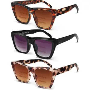 3 Pack Bifocal Reader Sunglasses Women - Oversized Sun Reading Glasses Womens W/Cat Eye Vintage Outdoor UV400 Protection Eyewear （2.00）