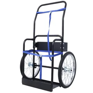 Large Dual Oxygen Tank Cart Dolly Double Cylinder Cart, 20" pneumatic Wheels Includes two fastening belts ,black