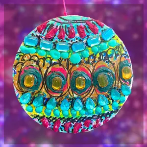 Holiday CLEARANCE! Original Artwork. Ornament by Anna Makes! Holiday Ornament clearance. Holiday Sale! Christmas Decorations on sale. Colorful Durable Chirstams Neon Tree Garland Decoration