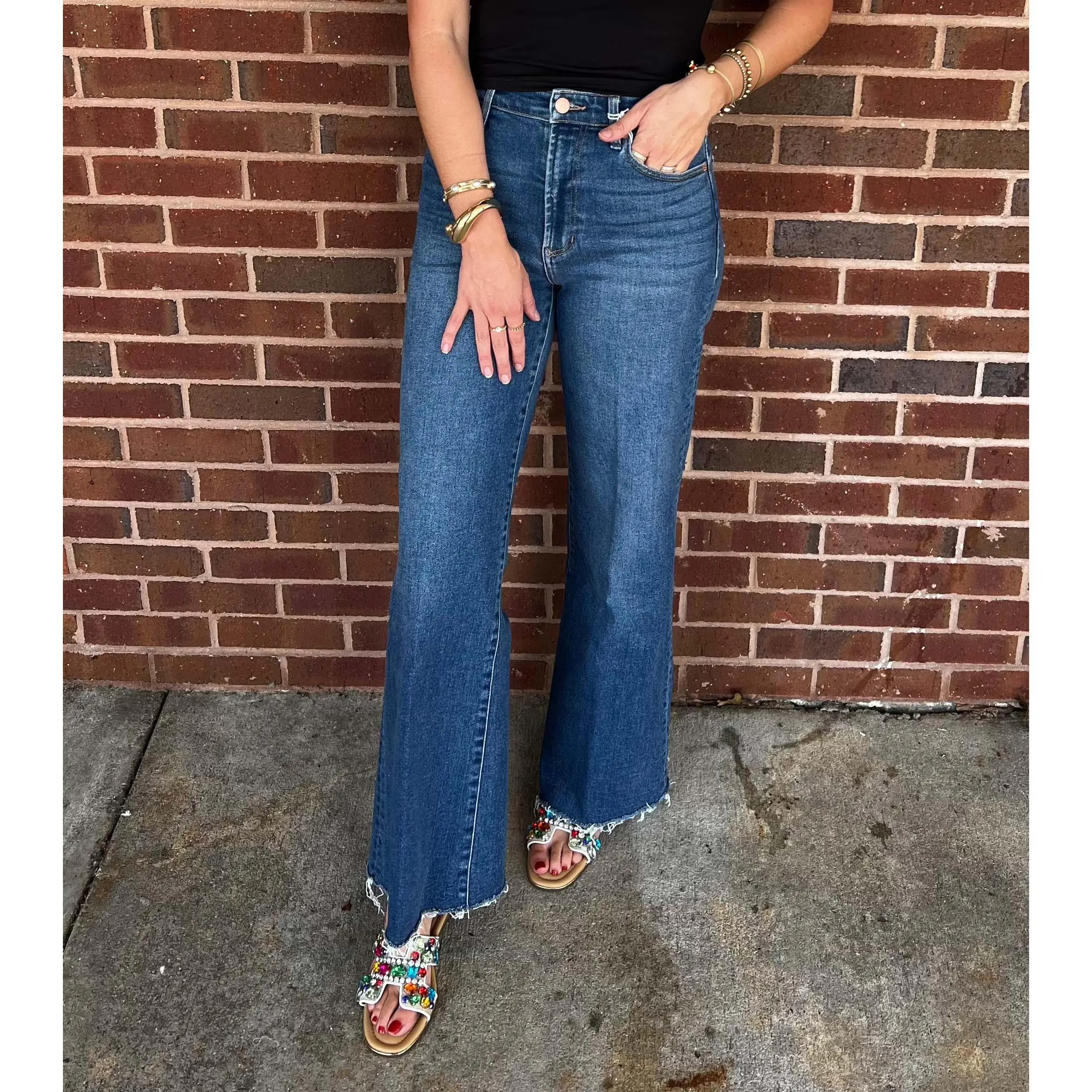 Dear John - High Rise, Wide Leg, Raw Hem, Fiona Jeans 313 - Midtown