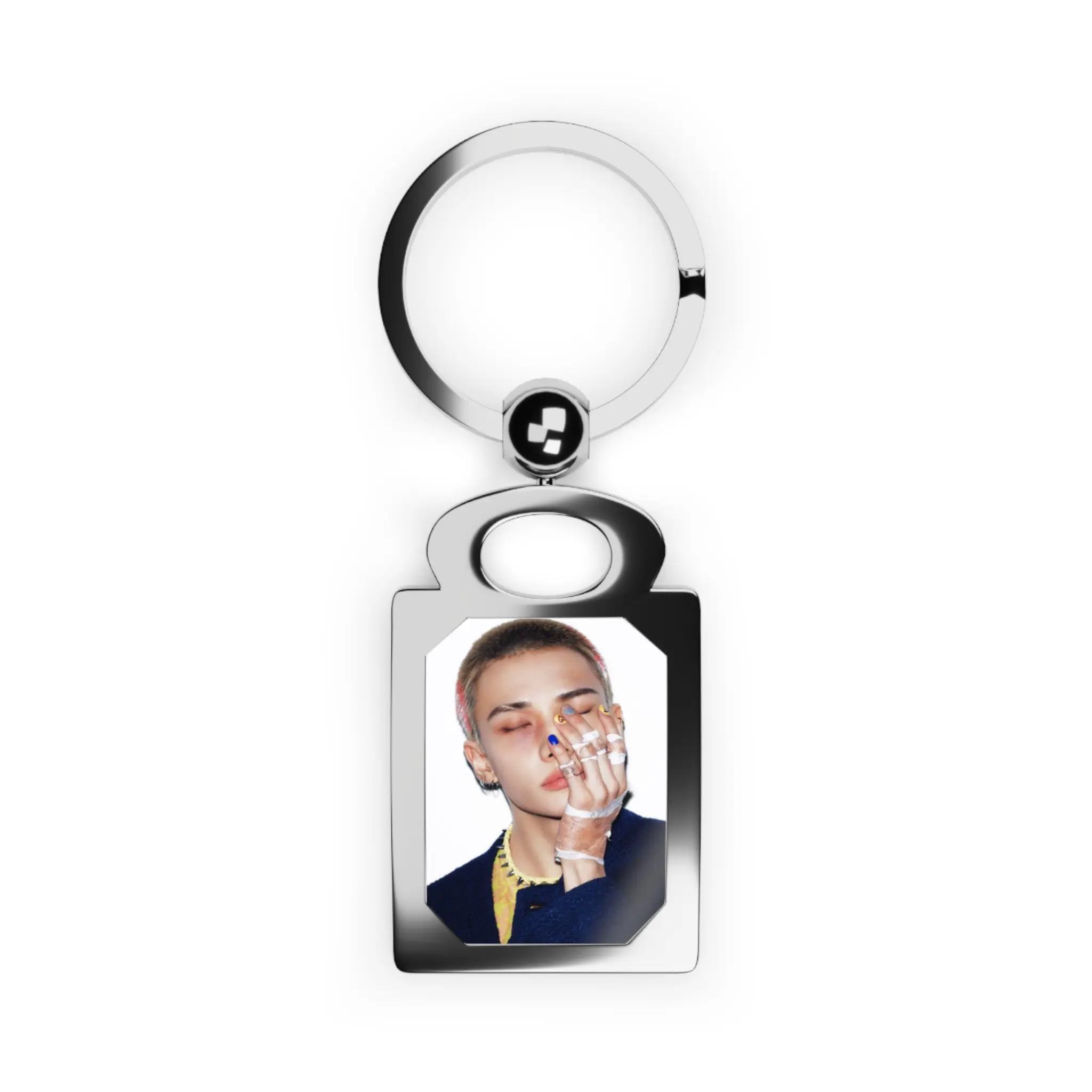 SKZ Jinnie KRMA Rectangle Metal Keychain, Customized Car Interior Decoration Accessory with Durable Split Ring