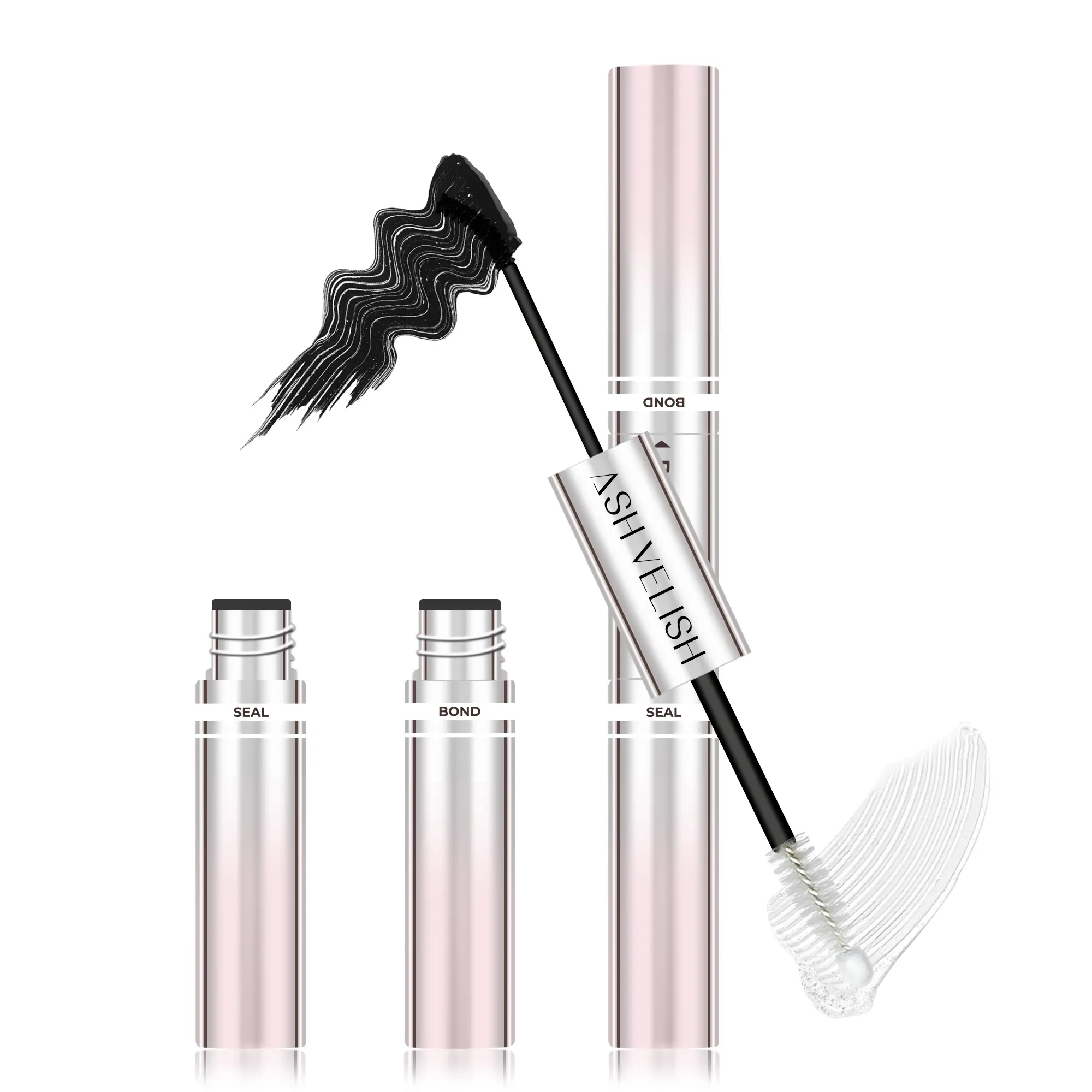 Ash Velish Lash Bond and Seal Glue - 72H Waterproof Eyelash Adhesive for Clusters/Extensions, Beginner-Friendly Dual Brush Applicator(10ML)
