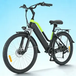 ZNH-04（BLACK） Step-Through Electric Bike: 350W Commuter -Bike with Shimano 7-Speed, Dual Suspension & Rear Rack big wheel sport Mountain