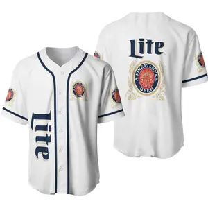 Lite Button Baseball Jersey, Beer Lover Jersey Shirt Unique Design, Top Jersey, Gift for men and women