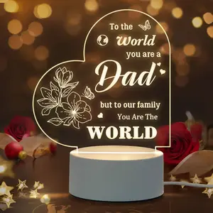 To the World You Are a Dad 2D Acrylic Night Light | Personalized Father Gift | USB LED Table Lamp for Bedroom