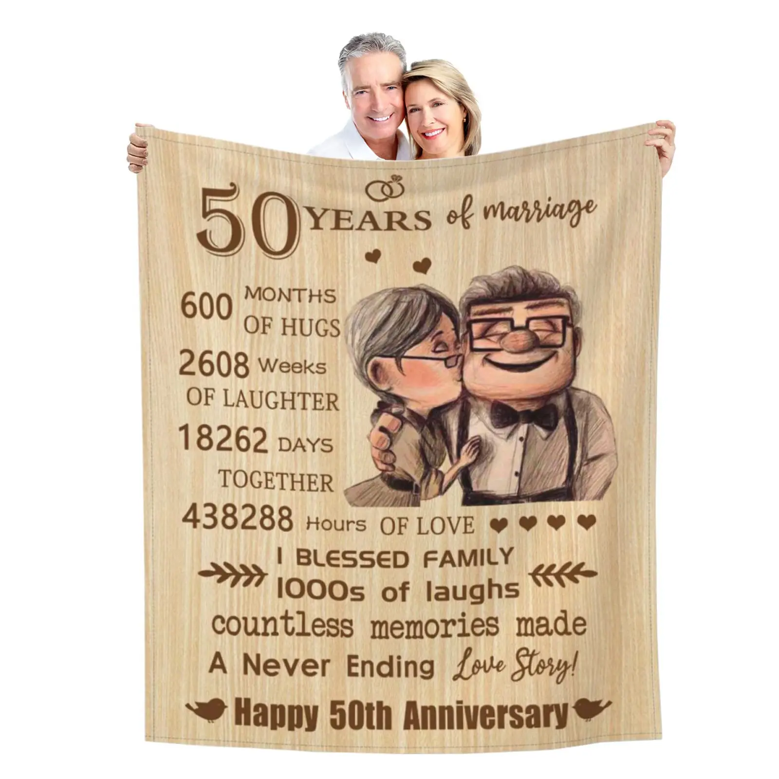 50th Anniversary Blanket Gifts, Mother's Day Gift,Golden 50th Wedding Anniversary Couple Gifts for Husband, Wife, Dad, Mom, Grandpa, Grandma, Grandparents, 50 Years of Marriage Gift Blanket 60"X 50"