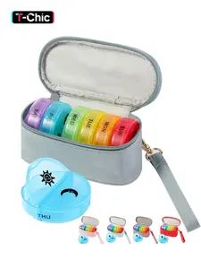 Weekly Pill Organizer 2 Times a Day, Travel Pill Box 7 Day with Large Opening, Pill Case with Handle, Pill Dispenser Medicine Organizer for Vitamins, Fish Oils, Medications, Supplements, Healthcare