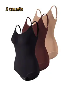 Women's Plain Adjustable Strap Ring Linked Shapewear Bodysuit, Casual Fit Seamless Backless Spaghetti Strap Tummy Control Butt Lifter, Valentine's Day Gift for Girl, Women's Shaper for All Seasons Daily Wear, Body Shaping Underwear