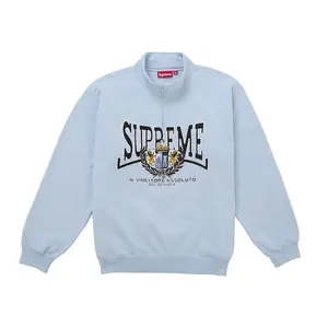 Supreme Men's Crest Applique Half Zip Pullover Light Blue, from StockX