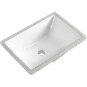 Durable Rectangle Undermount Sink Vitreous Ceramic Lavatory  Bathroom Restroom Sink Pure White (18.3"X13.0")