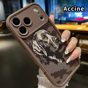 Canine Camo Portrait Soft Phone Case for iphone 17 Pro Max 16 Plus 15 14 13 12 11 XR Air E Silicone TPU Scratch-resistant Rugged Durable Phone Cover Gift for Boy