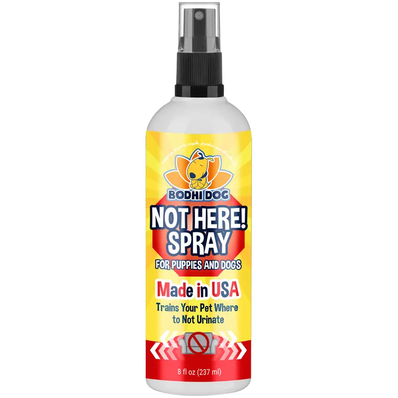 Not Here! Spray | Trains Your Pet Where Not to Urinate | Training Corrector for Puppies & Dogs | No More Marking | Made in USA by Bodhi Dog